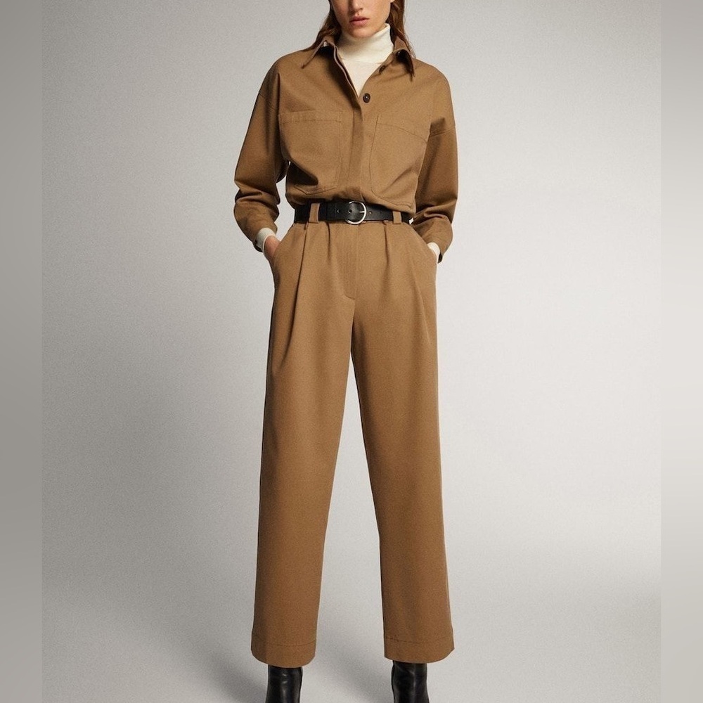 Massimo Dutti Cotton Lyocell Utility Jumpsuit -  M